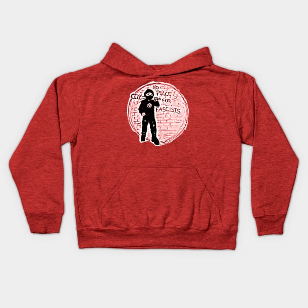 No Peace For Fascists - Darkened - ANITIFA Kicking Fascists Ass Since 1945 - Double-sided Kids Hoodie by SubversiveWare